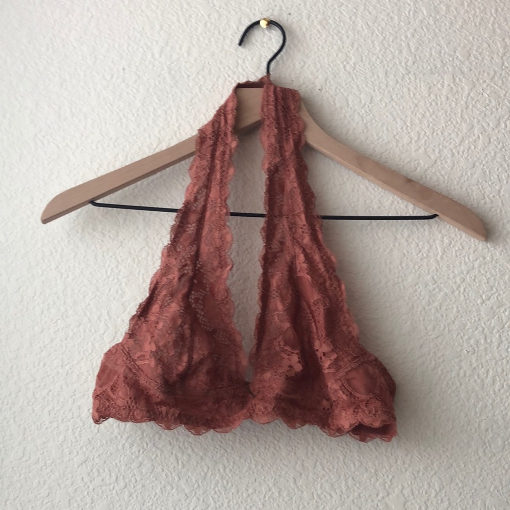 Galloon lace halter bra